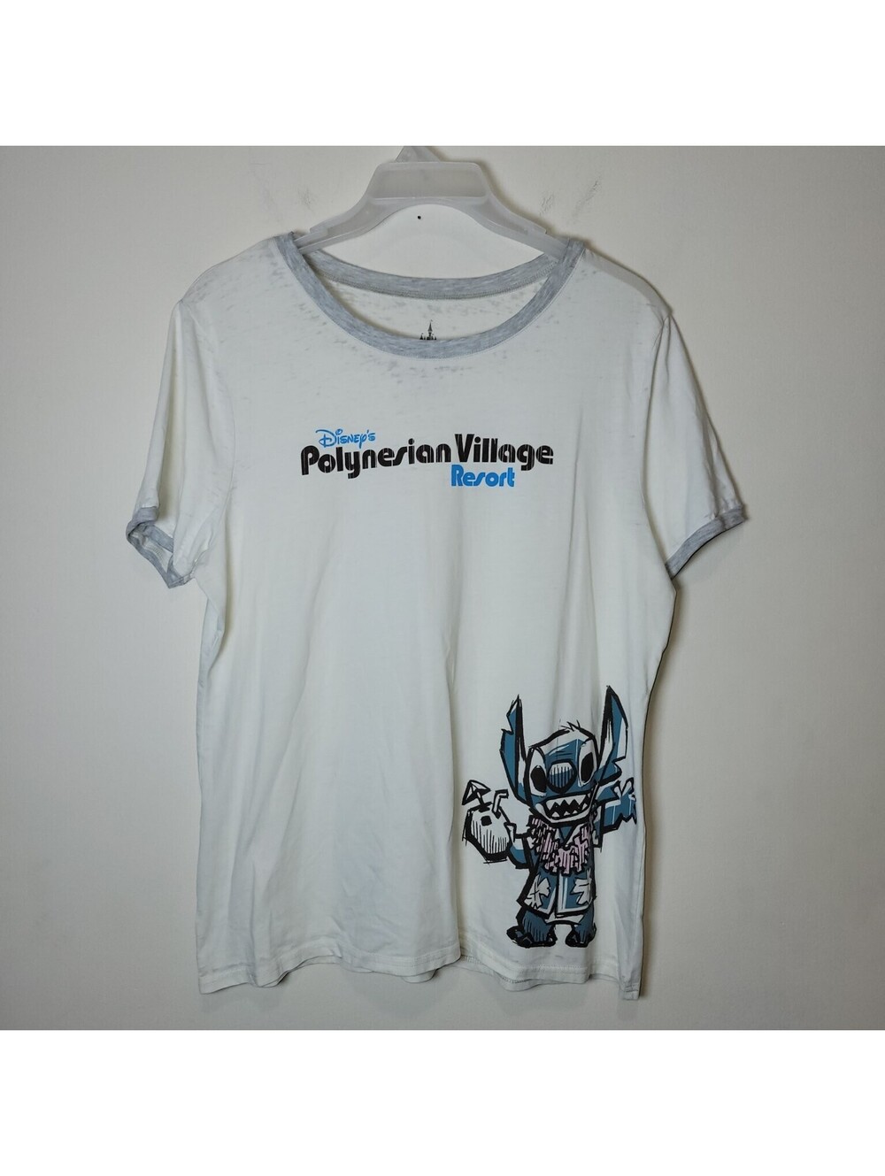 Disney Parks Polynesian Village Resort Stitch Shirt Adult XL White Grey READ